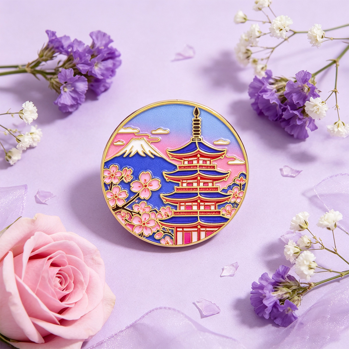 Broche de Esmalte Flor de Cere - Travel Accessories In Japan avaliação e preço